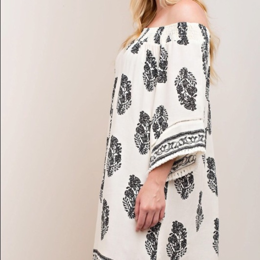 Plus Size On Off Shoulder Printed Summer Dress BRAND NEW - Picture 7 of 8